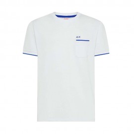 Sun 68 T-Shirt Piquet Smallstripe Bianco Uomo