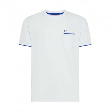 Sun 68 T-Shirt Piquet Smallstripe Bianco Uomo