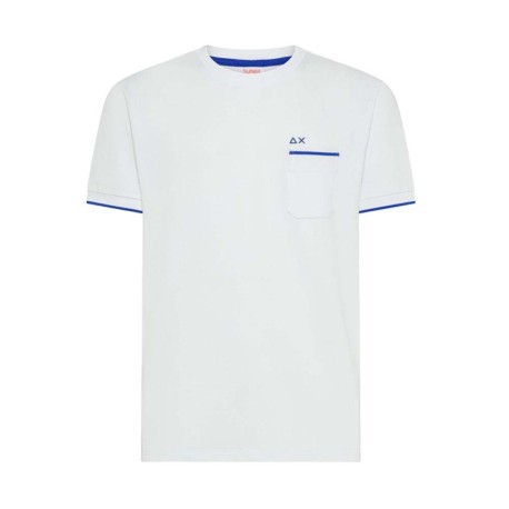 Sun 68 T-Shirt Piquet Smallstripe Bianco Uomo
