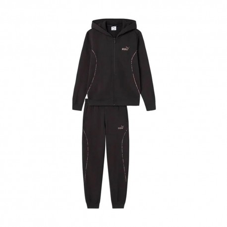 Puma Tuta Sportiva Felpa Palestra Con Cappuccio Nero Bambina