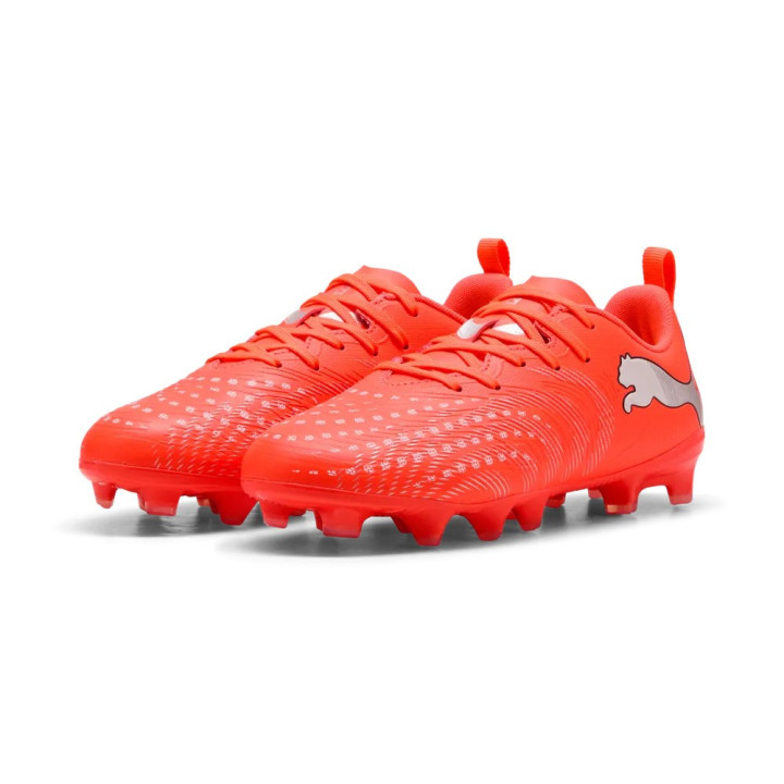 Puma Future 9 Play Fg Ag Rosso Grigio - Scarpe Calcio Bambino