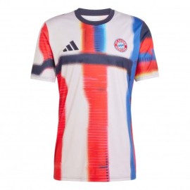 ADIDAS T-Shirt Bayern Pre Match Bianco Rosso Blu Uomo
