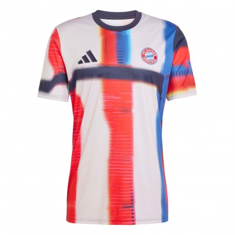 ADIDAS T-Shirt Bayern Pre Match Bianco Rosso Blu Uomo