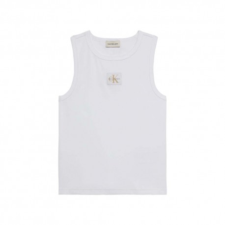 Calvin Klein Canotta Rib Bianco Donna