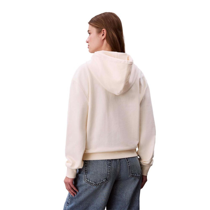 Calvin Klein Felpa Con Cappuccio Monogram Bianco Donna