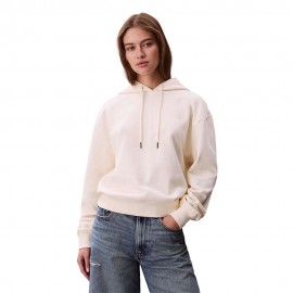 Calvin Klein Felpa Con Cappuccio Monogram Bianco Donna