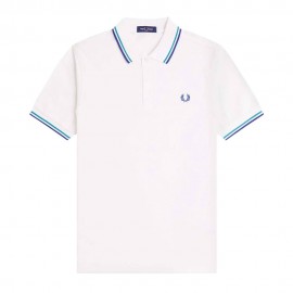 Fred Perry Polo Righe Bianco Uomo