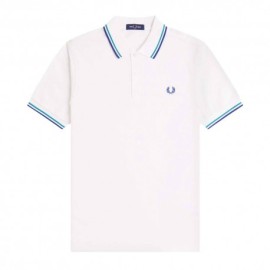 Fred Perry Polo Righe Bianco Uomo