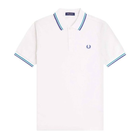 Fred Perry Polo Righe Bianco Uomo