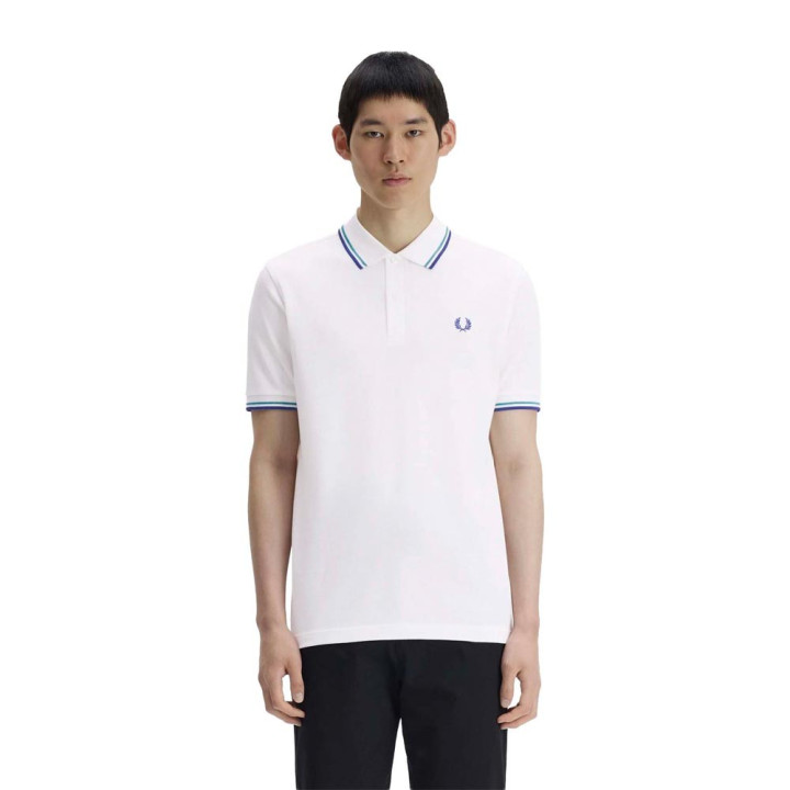 Fred Perry Polo Righe Bianco Uomo