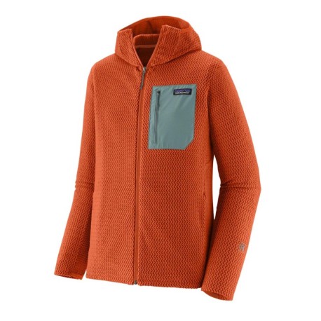 Patagonia Felpa In Pile R1 Air Full Zip Hoody Coal Arancio Uomo