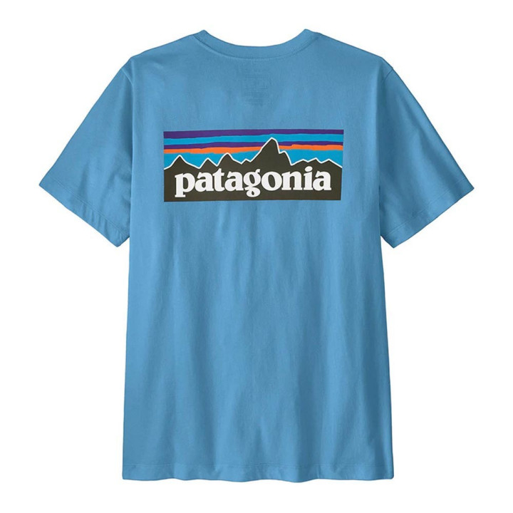 Patagonia T-Shirt Trekking P-6 Logo Shore Blue Uomo