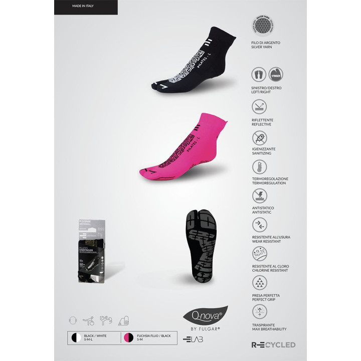 R-Evenge Calze Da Pilates 1 Finger New Fucsia/Nero Unisex
