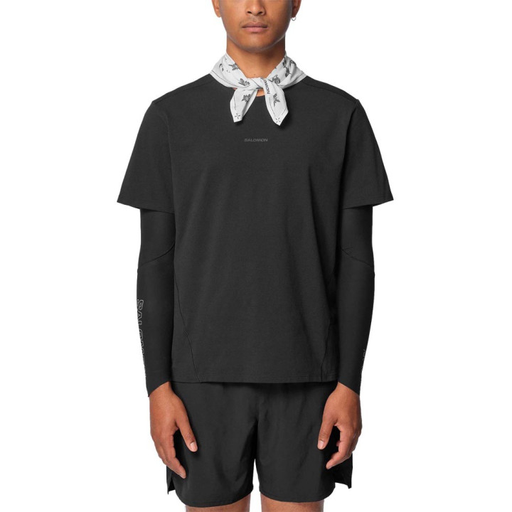 Salomon T-Shirt Trekking Trackline Deep Nero Uomo