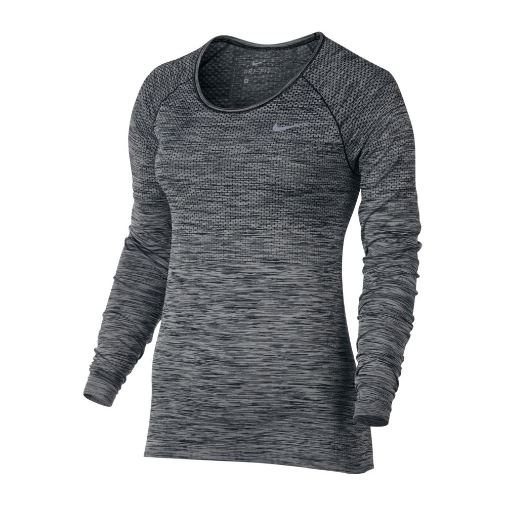 Nike T-Shirt Donna Ml Rn Df Knit Black/Htr XS