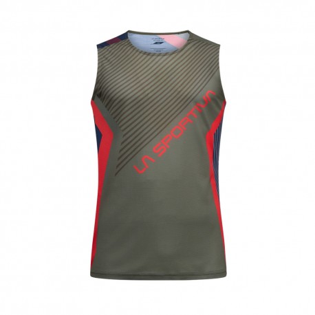 La Sportiva Canotta Trail Running Flow Mountain Rosso Cypress Uomo