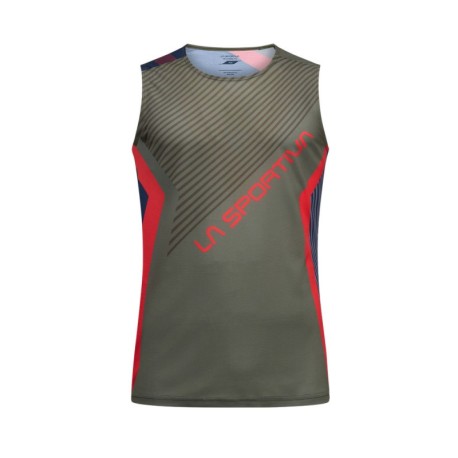 La Sportiva Canotta Trail Running Flow Mountain Rosso Cypress Uomo