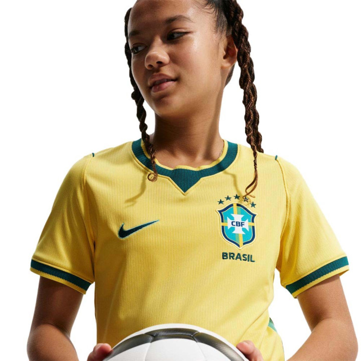 Nike Brasile 2026 Stadium Home Maglia Maniche Corte Giallo Verde Bambino
