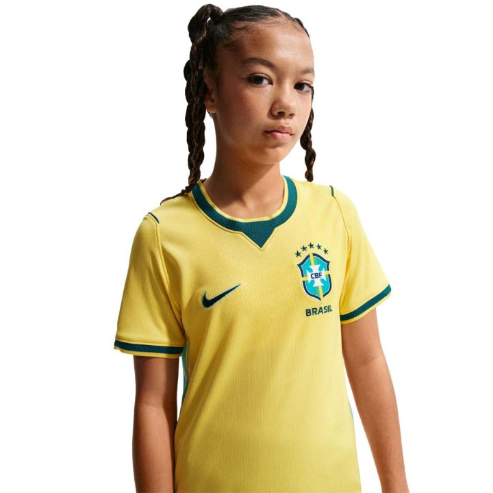 Nike Brasile 2026 Stadium Home Maglia Maniche Corte Giallo Verde Bambino