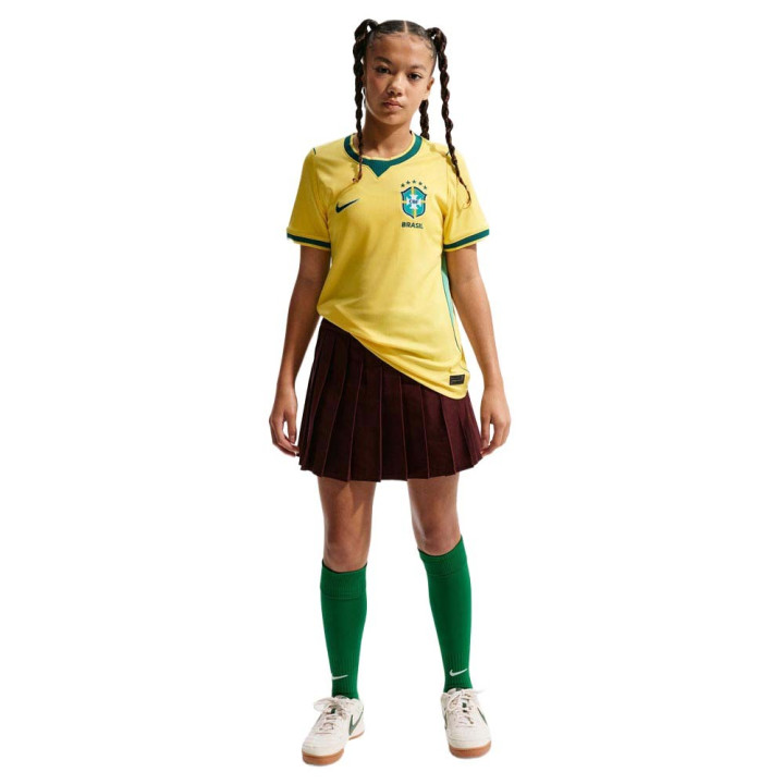 Nike Brasile 2026 Stadium Home Maglia Maniche Corte Giallo Verde Bambino