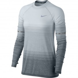 Nike T-Shirt Donna  Ml Run Df Knit Ls Nv Pure Platinum/Wolf Grey