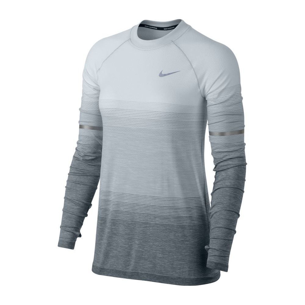 Image of Nike T-Shirt Donna Ml Run Df Knit Ls Nv Pure Platinum/Wolf Grey L
