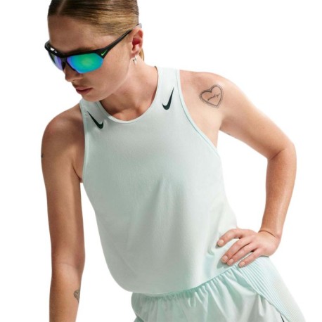 Nike Aeroswift Crop Top Running Barely Verde Nero Donna