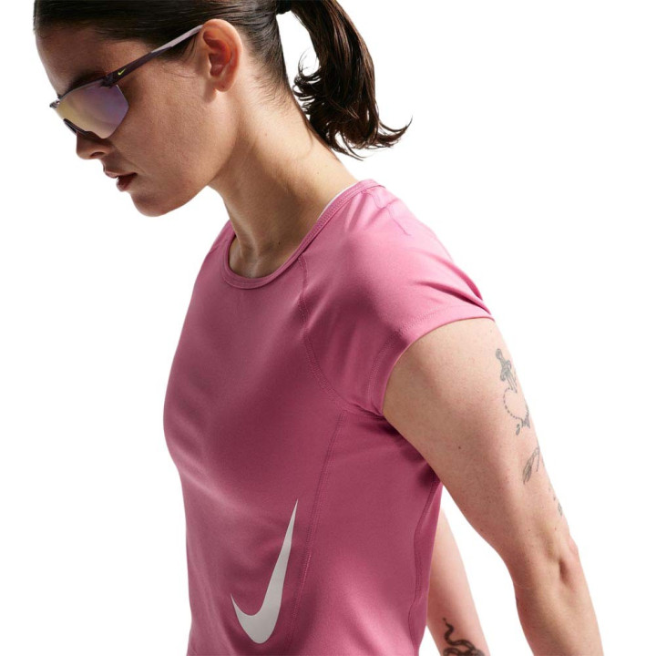 Nike Tempo Swoosh T-Shirt Running Peony Rosa Foam Donna
