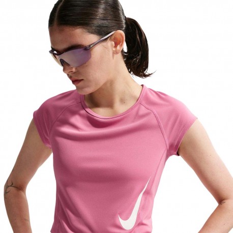 Nike Tempo Swoosh T-Shirt Running Peony Rosa Foam Donna