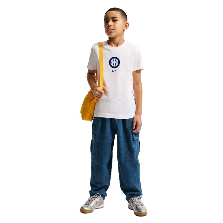Nike Inter Maglia Maniche Corte Crest Bianco Bambino