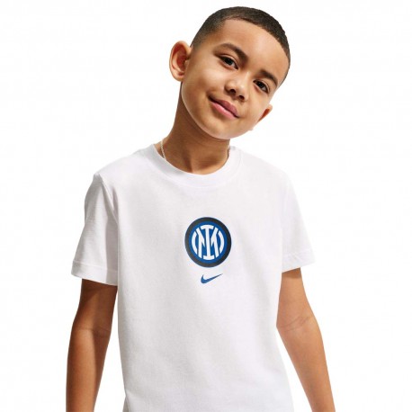 Nike Inter Maglia Maniche Corte Crest Bianco Bambino