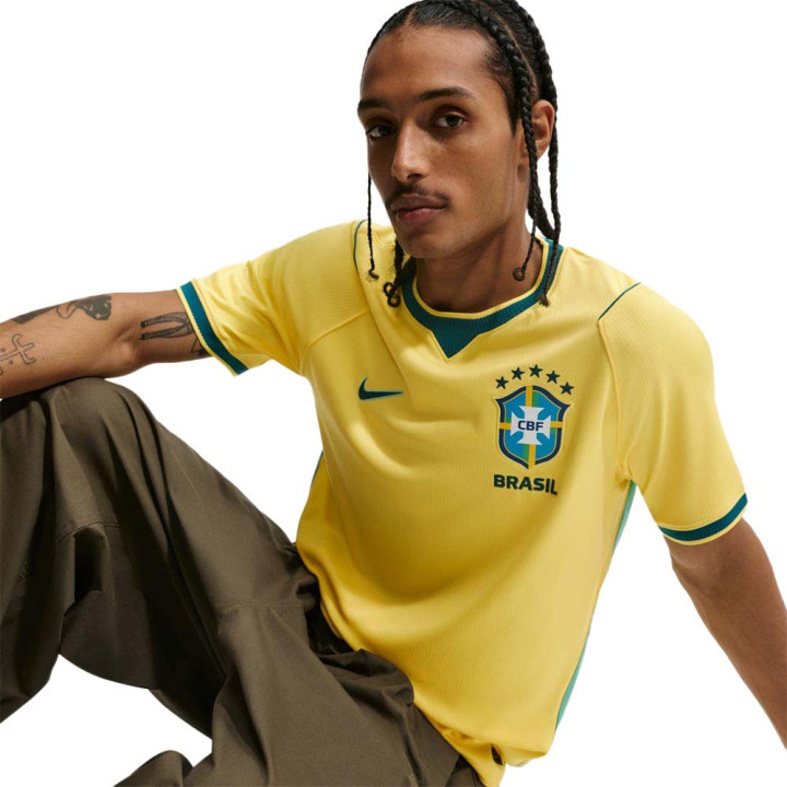 Nike Brazil 2026 Stadium Home Maglia Maniche Corte Giallo Verde Uomo