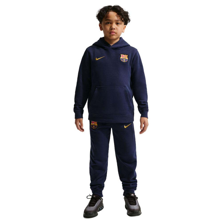 Nike Fc Barcelona Club Felpa Con Cappuccio Blu Giallo Bambino
