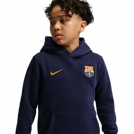 Nike Fc Barcelona Club Felpa Con Cappuccio Blu Giallo Bambino