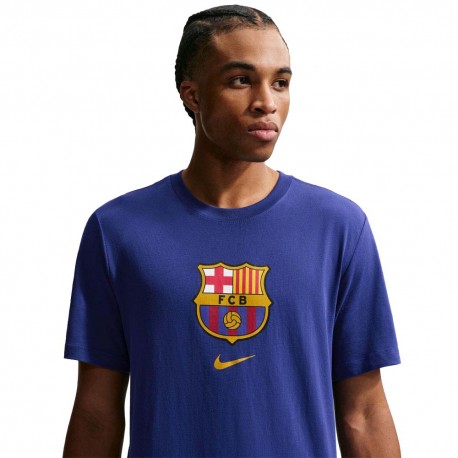Nike Fc Barcelona Maglia Maniche Corte Crest Deep Blu Uomo