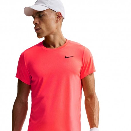 Nike Court Victory T-Shirt Tennis Hot Lava Nero Uomo