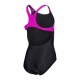 Arena Costume Intero Piscina Lines Nero Fuchsia Bambina