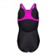 Arena Costume Intero Piscina Lines Nero Fuchsia Bambina