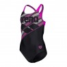 Arena Costume Intero Piscina Lines Nero Fuchsia Bambina