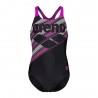 Arena Costume Intero Piscina Lines Nero Fuchsia Bambina