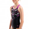 Arena Costume Intero Piscina Lines Nero Fuchsia Bambina