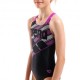 Arena Costume Intero Piscina Lines Nero Fuchsia Bambina