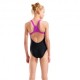 Arena Costume Intero Piscina Lines Nero Fuchsia Bambina