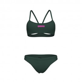 Arena Costume Intero Piscina Due Pezzi Piscina Bandeau Solid Dark Sage Donna