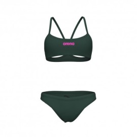 Arena Costume Intero Piscina Due Pezzi Piscina Bandeau Solid Dark Sage Donna