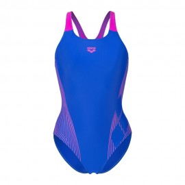 Arena Costume Intero Piscina Con Reggiseno Interno Lily Swim Pro Back Blu Fucsia Donna
