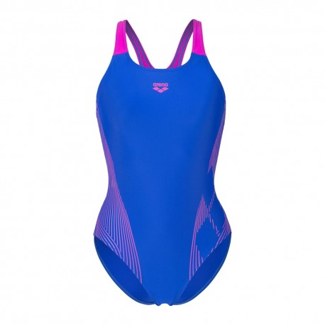 Arena Costume Intero Piscina Con Reggiseno Interno Lily Swim Pro Back Blu Fucsia Donna
