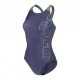 Arena Costume Intero Piscina Scratchy V Back Navy Sage Donna