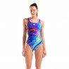 Arena Costume Intero Piscina Placement O Back Multi Blu Donna