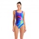 Arena Costume Intero Piscina Placement O Back Multi Blu Donna